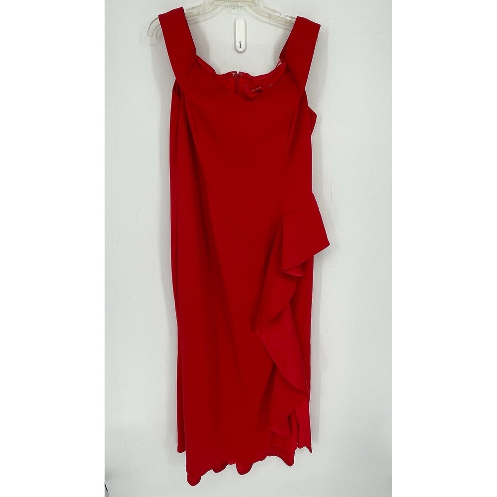 Carmen Marc Valvo Women's Red Ruffle Off Shoulder Prom Cocktail Dress Size 14
